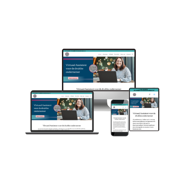 Mock up website De Virtuele Duizendpoot getoond op verschillende apparaten.