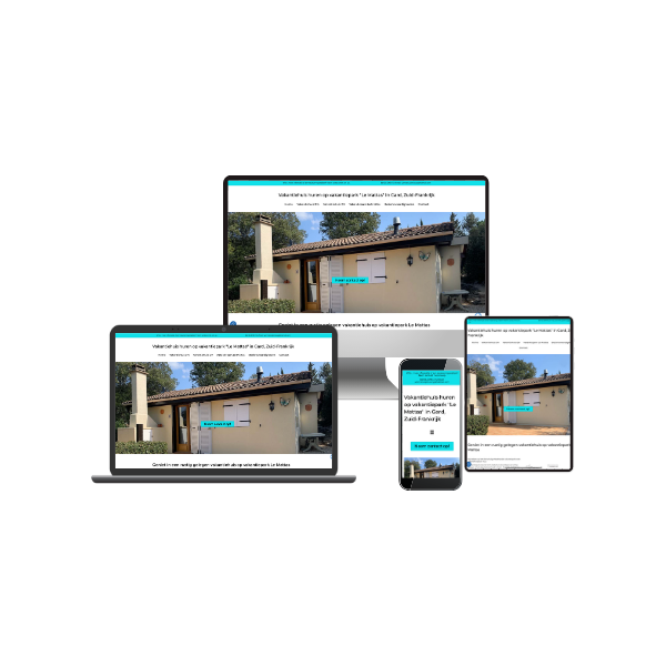 Mock up website Vakantiehuis in Gard getoond op meerdere apparaten.