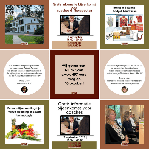 Ontwerp verschillende Social media templates Being in Balance